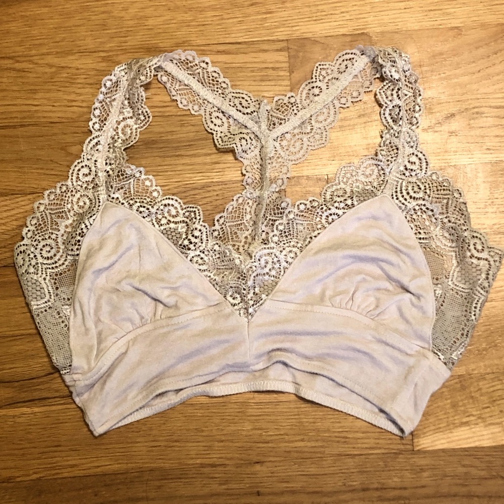 Light Gray Bralette with Lace Details Size Small